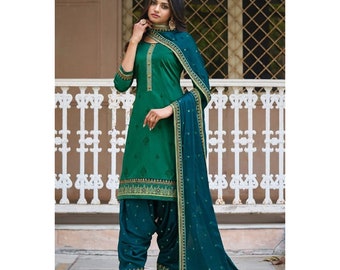 Regular Wear Indian Designer Beautiful Salwar Kameez Dress Pakistani Style Traditional Wear Embroidery Worked Punjabi Patiyala Dupatta Suits