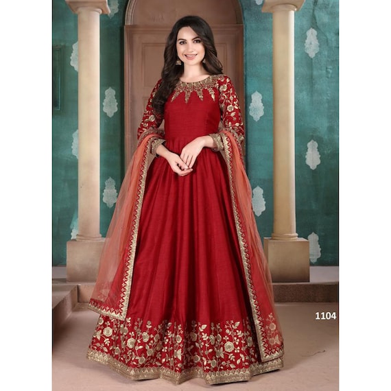 Women Bollywood Style Anarkali Kurta Designer Dupatta Patrtwear Gown Long  Kurti | eBay