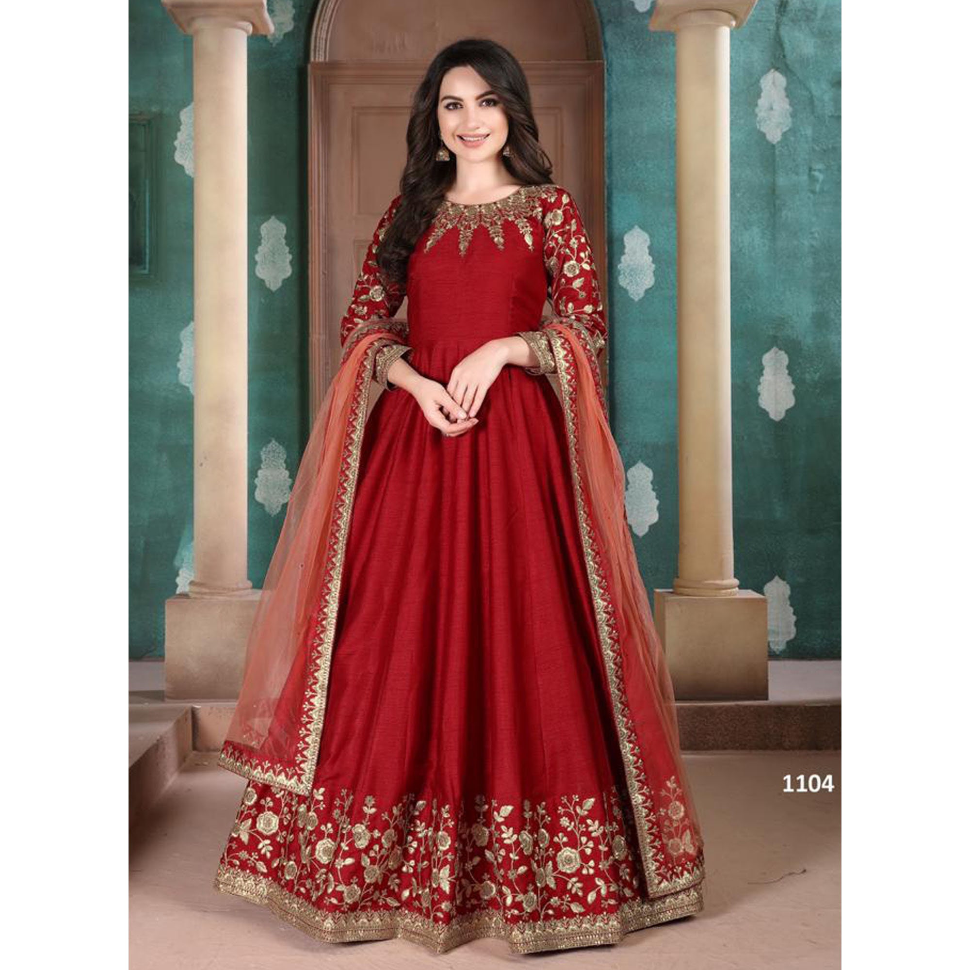 Silk Red Color Plain Party Wear Long Anarkali Suit. | Indian outfits,  Indian fashion, Outfits