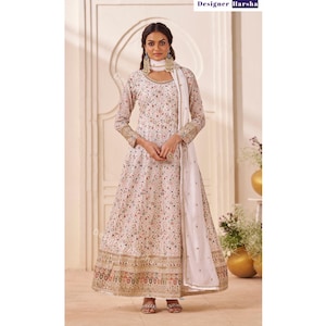 Indian Ethnic Dresses for Women, Eid Special Stitched Anarkali Gown, Indian Traditional Wedding Outfit, Designer Long Anarkali Dupatta Dress
