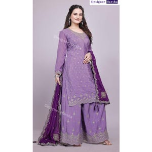 Hochzeitsfeier Outfit, Lavendel Farbe Designer Outfit, Shalwar Kameez Dupatta Kleider, Pakistanische tragen Fertig Salwar Kameez Plazzo Anzug