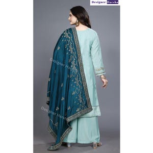 Traditional Ethnic Party wear Outfits, Stitched Punjabi Sangeet wear Dress, Custom Indian Wedding Embroidered Colthing image 9