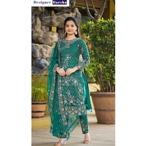 Traditional Clothing Female, Shalwar Kameez for Ladies, Punjabi Suit for Wedding, Online Indian Diwali Party Wear Straight Trouser Pant Suit