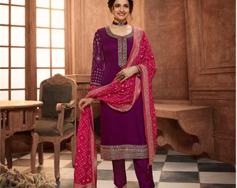 Purple Color Wedding Party Wear Designer Handmade Shalwar Kameez Dupatta Dress Heavy Embroidery Work Pakistani Indian Wear Plazzo Pant Suits