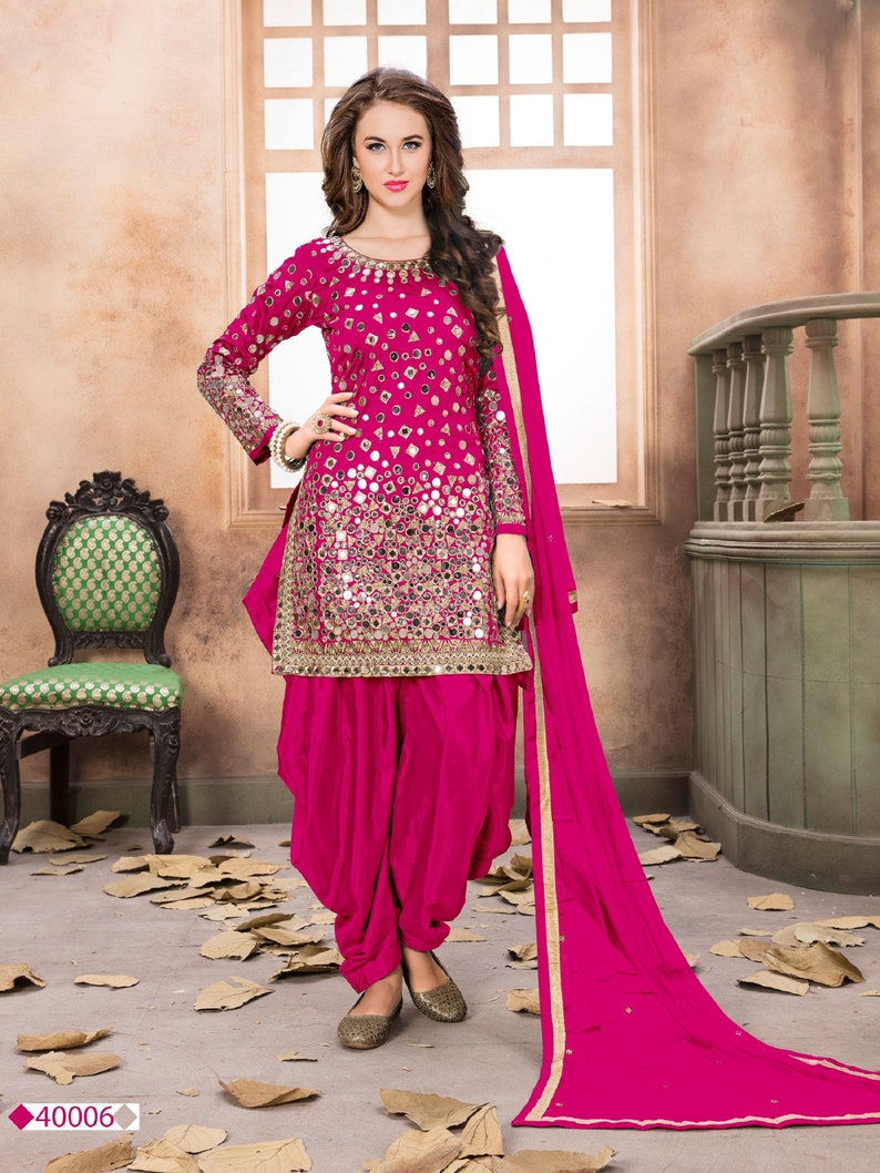 Punjabi Wedding Reception Wear Salwar Kameez Suits Heavy Embroidered Mirror Worked Heavy Net Dupatta Indian Pakistani Punjabi Patiyala Dress Choice-8