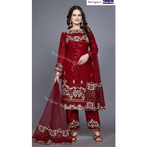salwar kameez simple red dress design pakistani Designer Red Salwar Kameez Pakistani Eid Dress in Premium Lawn SMALL