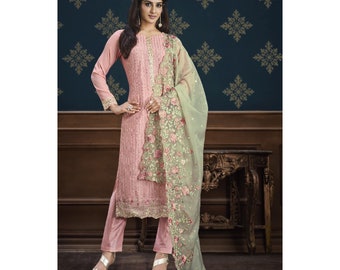 Women's Wear Designer Shalwar Kameez Dupatta Dresses Heavy Embroidery Handmade Worked Special Occasion Party Wear Straight Trouser Pant Suit