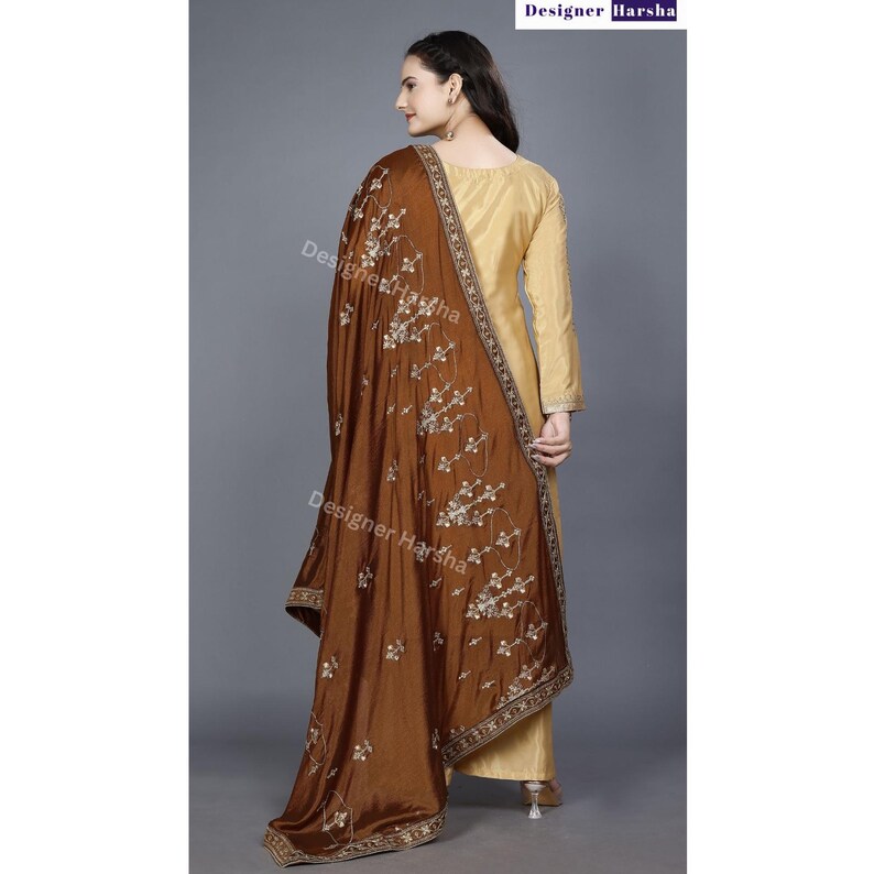 Traditional Ethnic Party wear Outfits, Stitched Punjabi Sangeet wear Dress, Custom Indian Wedding Embroidered Colthing image 7