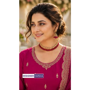 Pink Embroidered Silk Georgette Shalwar Kameez Plazzo Suit , Pakistani Indian Stitched Dress for Women