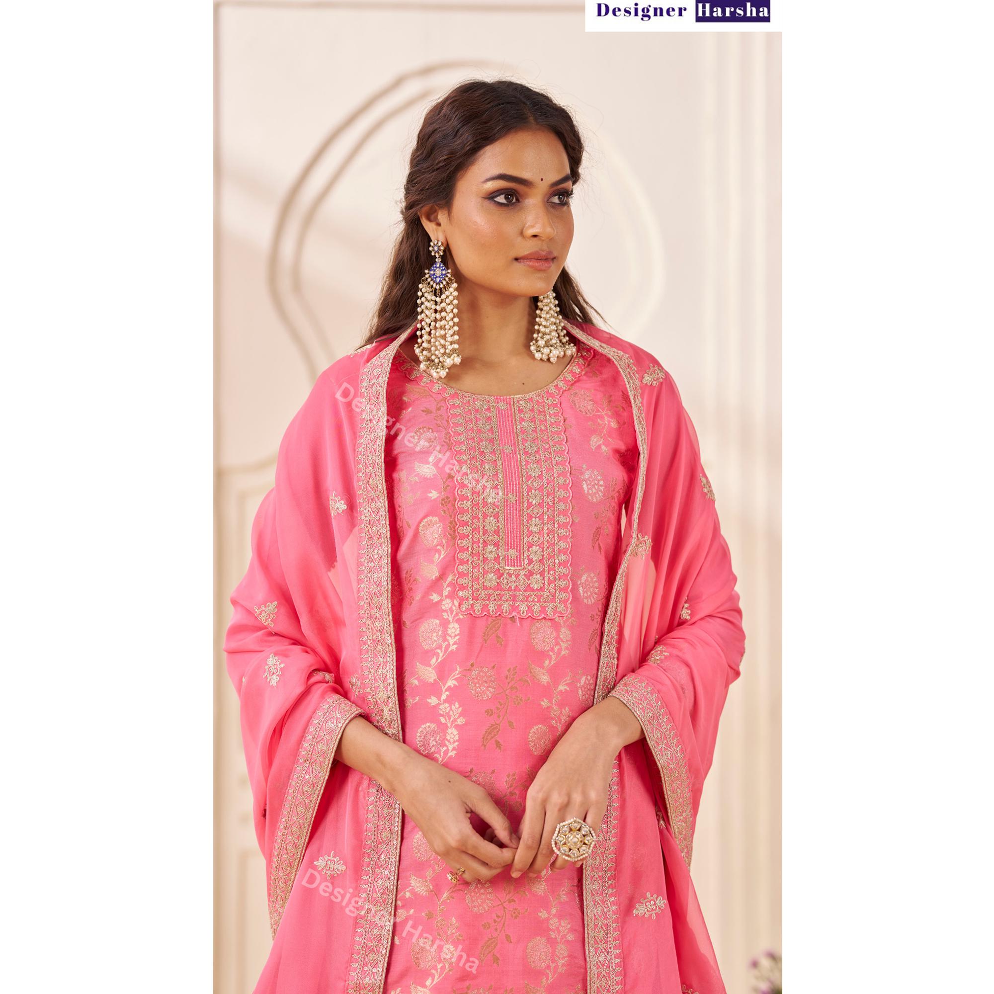 Indischer Salwar-Anzug Ungenäht – Mit Dupatta, Französischer Krepp, Ca. 2,30 M, Traditionelles Kleid Für Hochzeit & Party