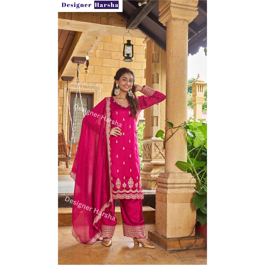 Dseñador Verde Pakstaní Shalwar Kameez Dupatta Vestdo Pesado Red Bordado Trabajo Lsto Para