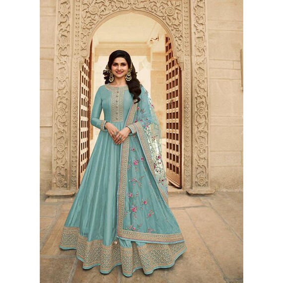 Sky Blue Color Designer Anarkali Dupatta Dress Pakistani | Etsy