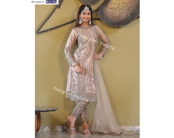 Pakistani Shalwar Kameez, Net Embroidery Trouser Suit, Wedding Reception Dresses