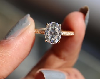 Oval Shape 1.50 CT Diamond Bridal Ring, 14k Yellow Gold Matching Ring, Moissanite Engagement Ring, Anniversary Ring Gift