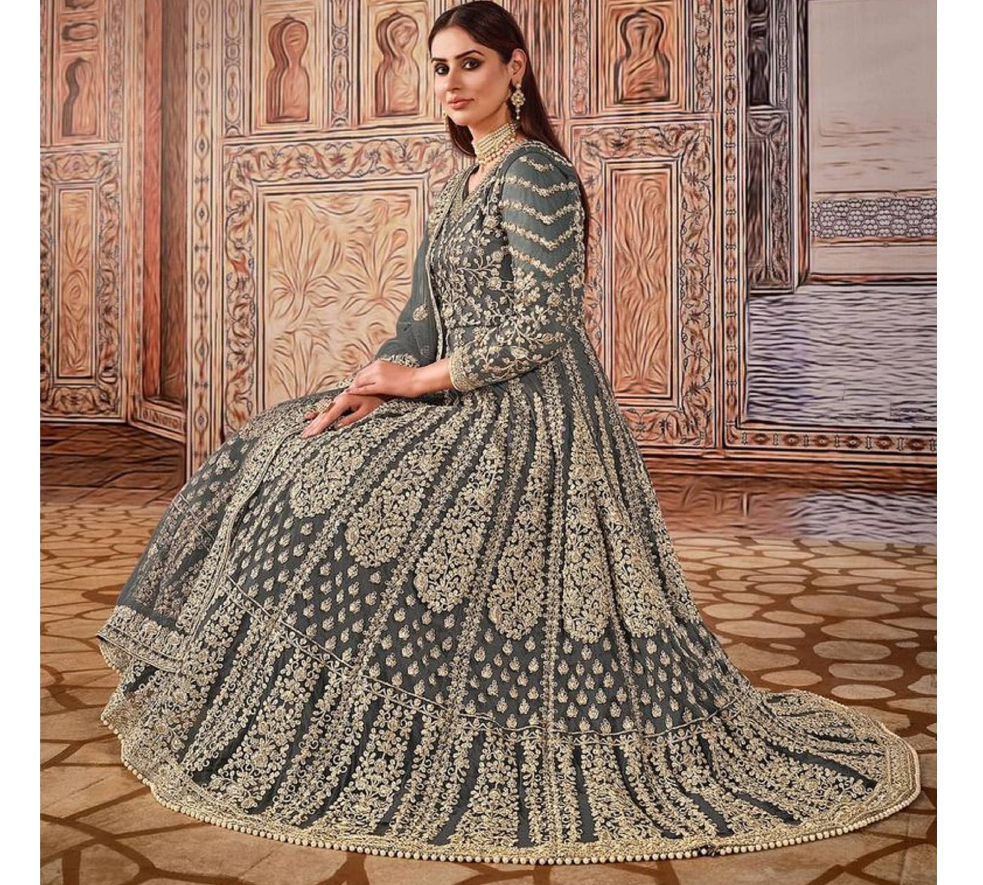 Amazon.com: Vikafab Printed Georgette Anarkali Long Gown for Women :  Clothing, Shoes & Jewelry