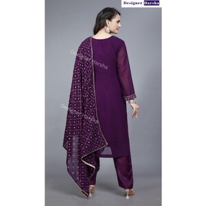 Pakistani Eid Party wear Outfit, Green Embroidered Georgette Salwar Kameez Suits image 7