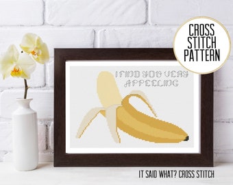 I Find You Very Appeeling Banana Pun Counted Cross Stitch Pattern