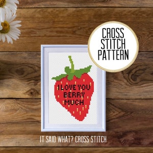 I Love You Berry Much Pun Counted Cross Stitch Pattern