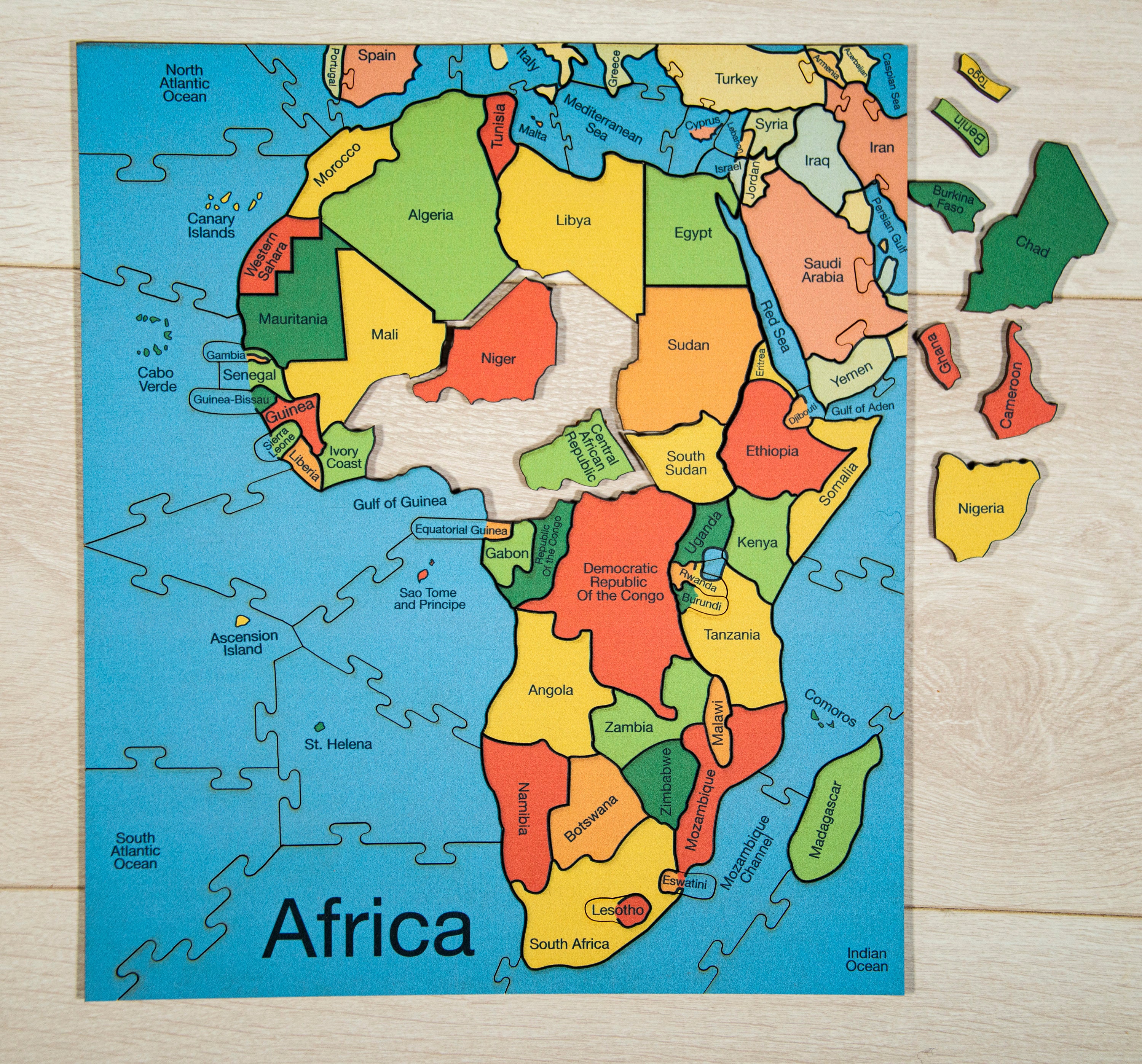 Map of Africa Wooden Jigsaw Puzzle - Heirloom Puzzles - Etsy