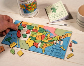 United States of America Puzzle - Heirloom Puzzles - Wooden Jigsaw Puzzle - Educational Gift