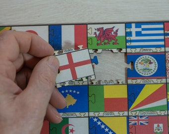 Flags of the World Puzzle - Heirloom Puzzles - Wooden Jigsaw Puzzle- Educational Gifts