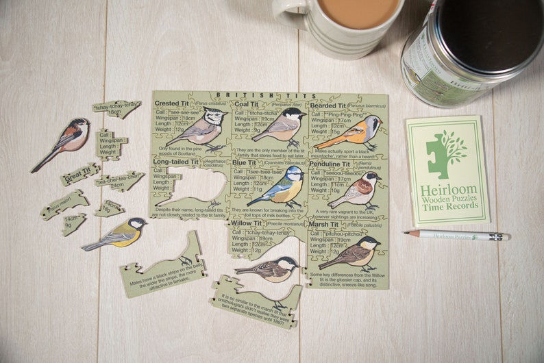 British Tits Wooden Jigsaw Puzzle - Heirloom Puzzles image 6