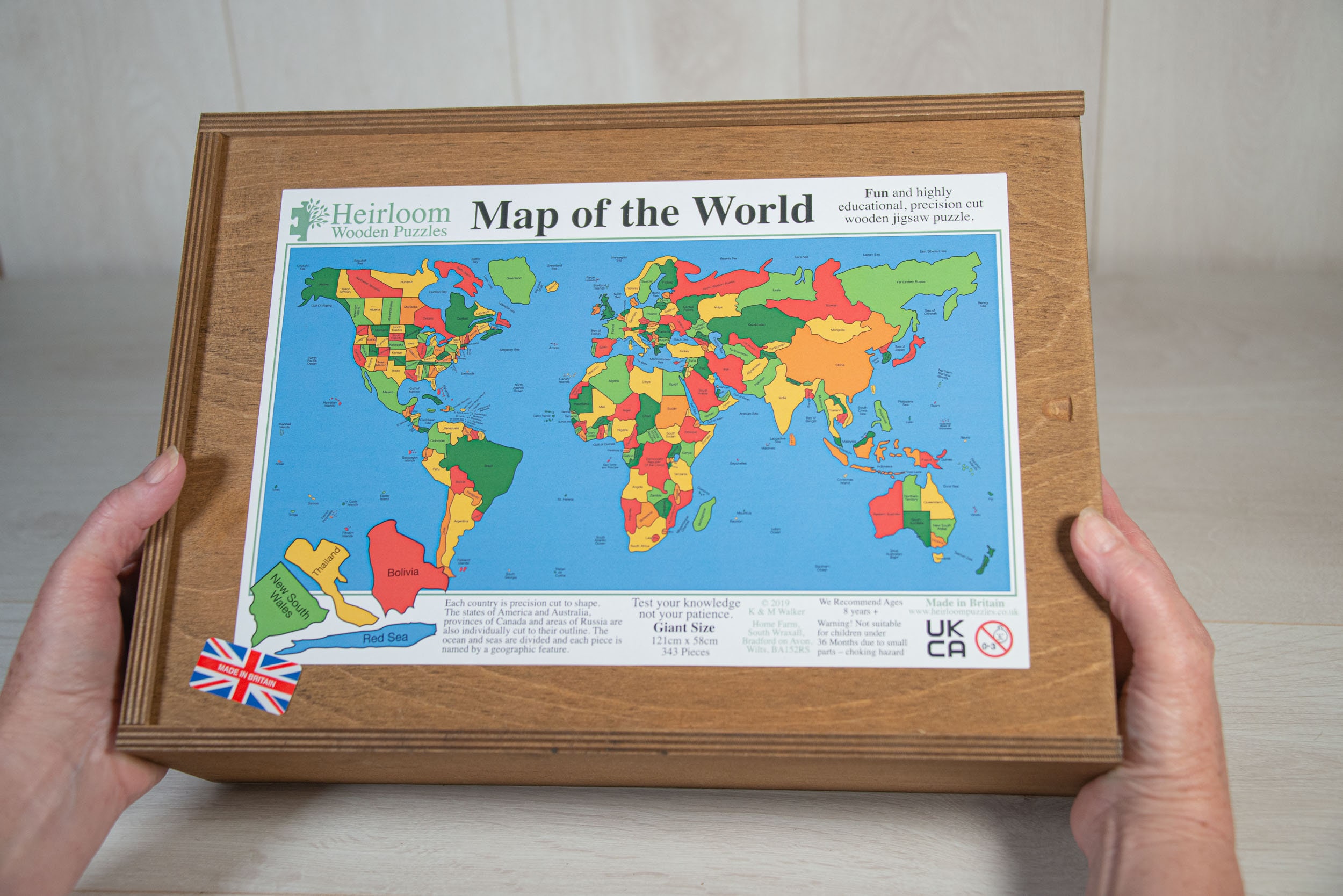 Map of the World Wooden Jigsaw Puzzle Heirloom Puzzles 