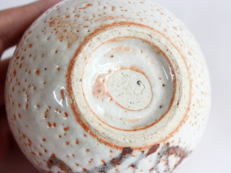 White-Orange with Painted Shino Ware Ceramic Tea Cup Tea Cup Shino Cup 180ml 6oz Chawan Japanese Tea Cup