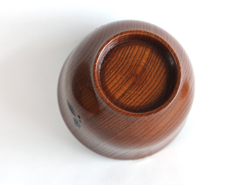 Wooden Bowl, 8.4 oz, 250 ml, Chataku, Wooden Soup Bowl, Wooden Rice Bowl, Soup Bowl, Rice Bowl, Wooden lines with Butterflies image 7