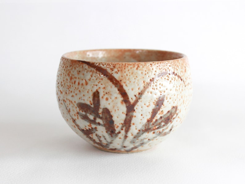 White-Orange with Painted Shino Ware Ceramic Tea Cup Tea Cup Shino Cup 180ml 6oz Chawan Japanese Tea Cup