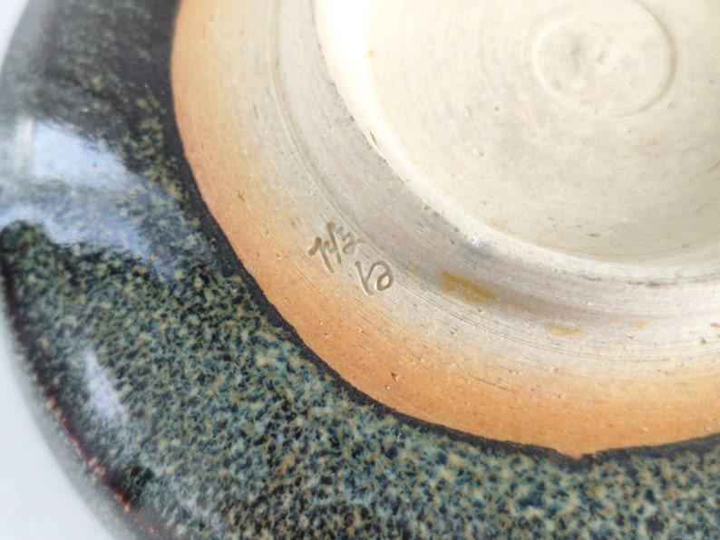 Flat Bowl, 4, 11.2oz, 330ml, Japanese Bowl, Ceramic Bowl, Antique Bowl, Handmade Bowl, Green image 5