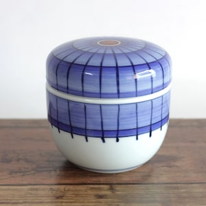Ceramic Box, 8 cm, Canister for Storage Tea, Ceramic Tea Jar, White and Blue