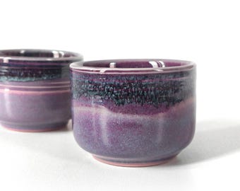 Taza de espresso, taza de té, taza de cerámica, color morado, 110 ml (3,7 oz).