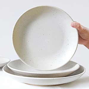 Duty included for US | Plate, 8.5&quot;, Dinner Plate, Ceramic Plate, Sturdy Handmade Plate, Beige | New Handmade Thai Artisanal