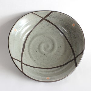 Assiette japonaise en céramique, 20 cm, poterie émaillée grise avec traits