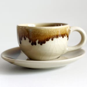 2.7oz, 80ml, Espresso Cup with Saucer, Coffee Cup with Saucer, Espresso Cup, Coffee Cup, Brown melted with Crack Tile