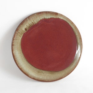 Flat Plate, 6", Side Plate, Side Dish, Ceramic Plate, Japanese Plate, Red and Melted