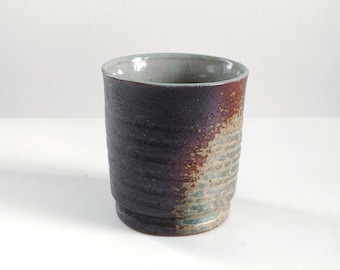 9.1oz, 270ml, Yunomi, Japanese Tea Cup, Ceramic Tea Cup, Japanese Handmade Tea Cup, Matte Dark Brown with Texture