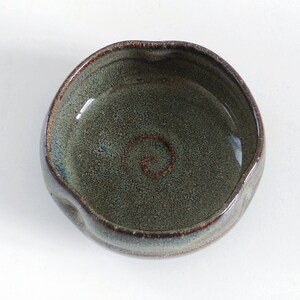 Flat Bowl, 4, 11.2oz, 330ml, Japanese Bowl, Ceramic Bowl, Antique Bowl, Handmade Bowl, Green image 3