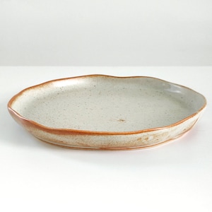 Duty included for US | Plate, 6.5&quot;, Appetizer Plate, Cake Plate, Ceramic Plate, Handmade Plate, Beige Ceramic with Flowing Rim | New Thai