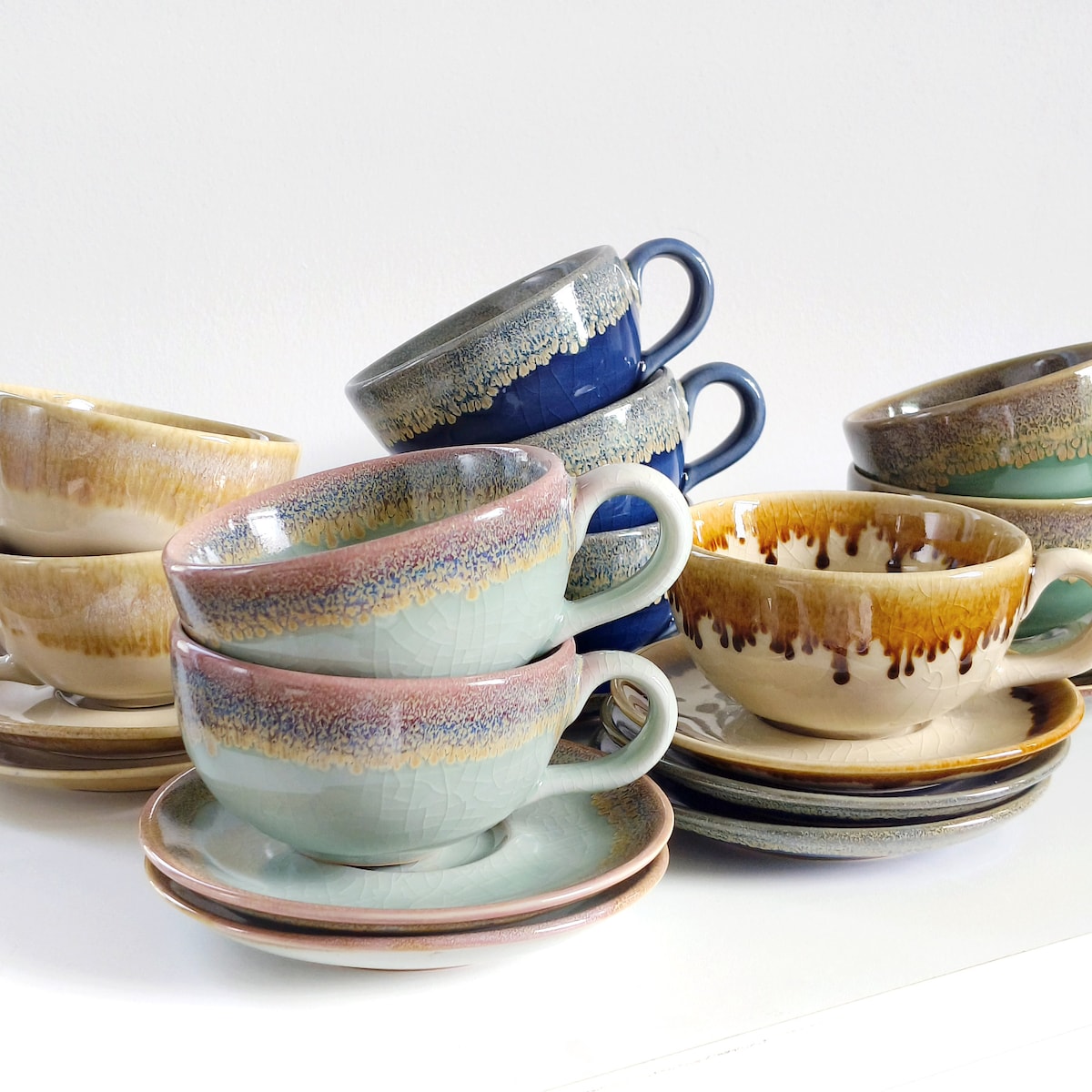 Set of 10 Coffee Cup Set, 7.4oz, 220ml, 10 Latte Cup, 10 Coffee Cup With Saucer, 5 Colors, EXPRESS SHIPPING - Etsy