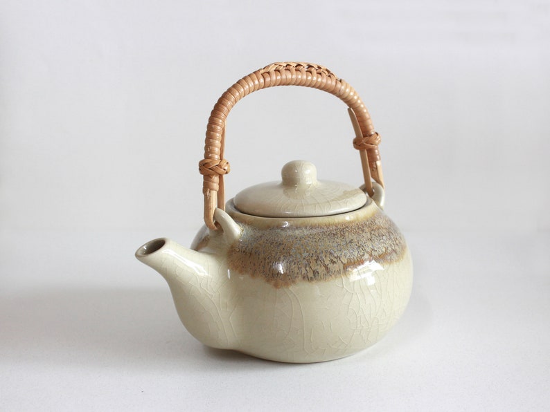 13.5oz 400ml Ceramic Teapot Wooden Handle Handmade Ceramic ...