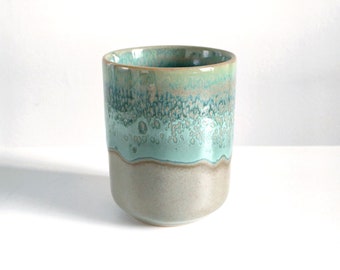 7.8oz, 230ml, Tea Cup, Yunomi Style, Ceramic Tea Cup, Small mug, Handamde Tea Cup, Green Turquoise