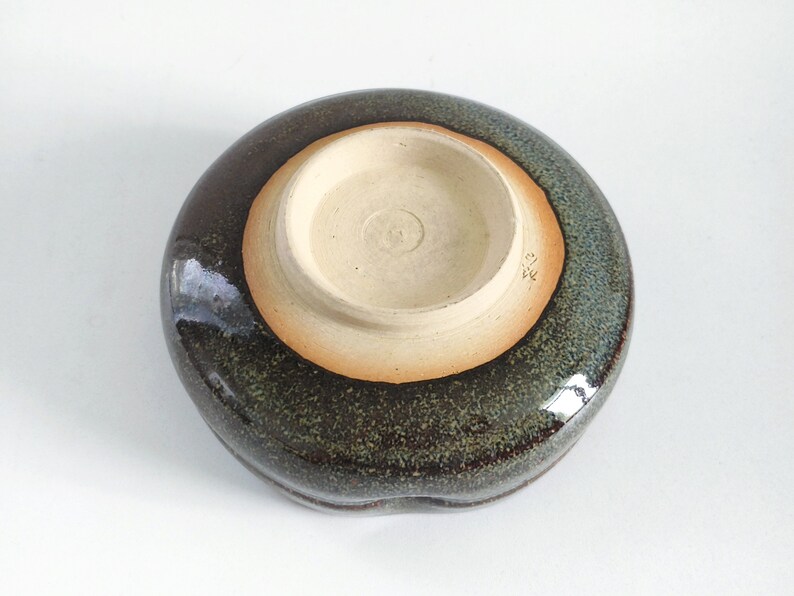 Flat Bowl, 4, 11.2oz, 330ml, Japanese Bowl, Ceramic Bowl, Antique Bowl, Handmade Bowl, Green image 4