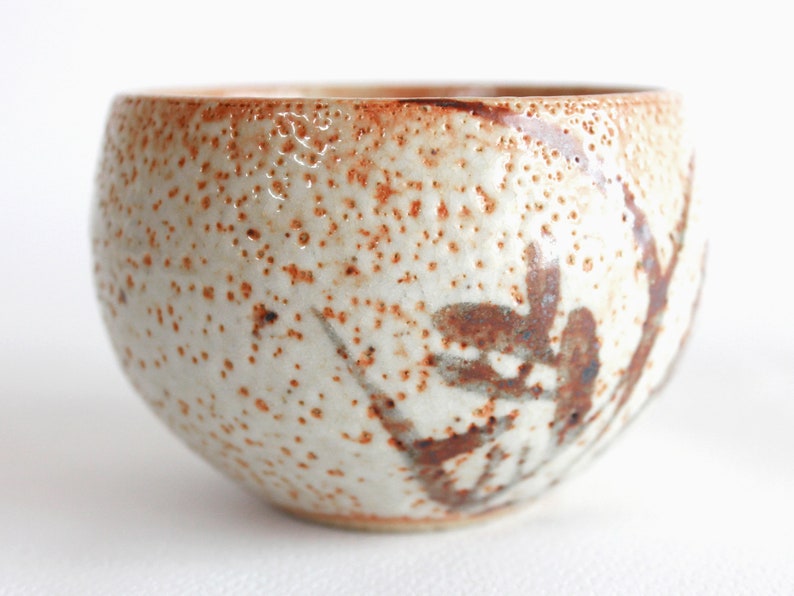 White-Orange with Painted Shino Ware Ceramic Tea Cup Tea Cup Shino Cup 180ml 6oz Chawan Japanese Tea Cup
