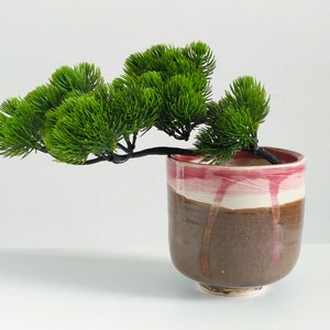 Ceramic Planter, 4&quot;, Hand Thrown Planter, Ceramic Plant pot, Brown and Pink,  **No Drainage**No Bonsai**
