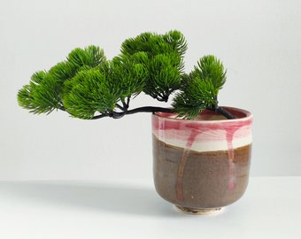 Ceramic Planter, 4", Hand Thrown Planter, Handmade Ceramic Planter, Ceramic Plant pot, Brown and Pink,  **No Drainage**No Bonsai**