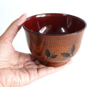 Wooden Bowl, 8.4 oz, 250 ml, Chataku, Wooden Soup Bowl, Wooden Rice Bowl, Soup Bowl, Rice Bowl, Wooden lines with Butterflies image 8