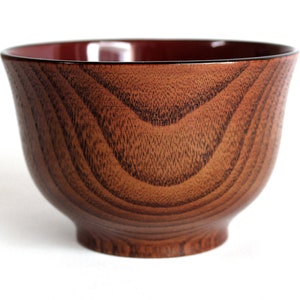 Wooden Bowl, 8.4 oz, 250 ml, Chataku, Wooden Soup Bowl, Wooden Rice Bowl, Soup Bowl, Rice Bowl, Wooden lines with Butterflies image 4