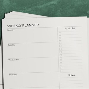 Minimal Weekly Planner - Printable PDF - Simple Weekly Agenda for Productivity